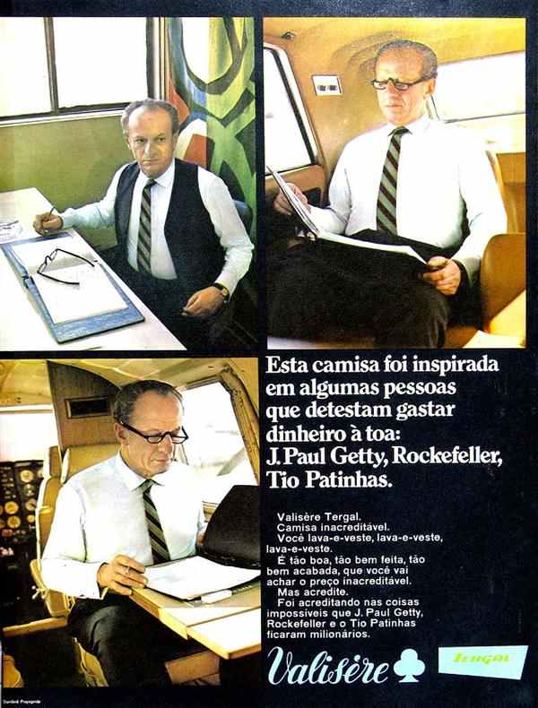 Esta camisa foi inspirada em algumas pessoas que detestam gastar dinheiro à toa: J.Paul Getty, Rockefeller, Tio Patinhas.