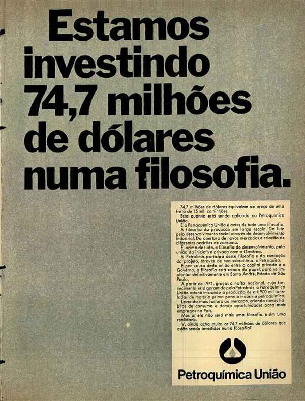 Estamos investindo 74,7 milhões de dólares numa filosofia.