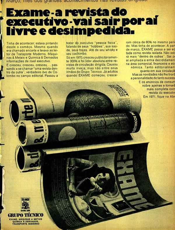Exame - a revista do executivo - vai sair por ai livre e desimpedida.