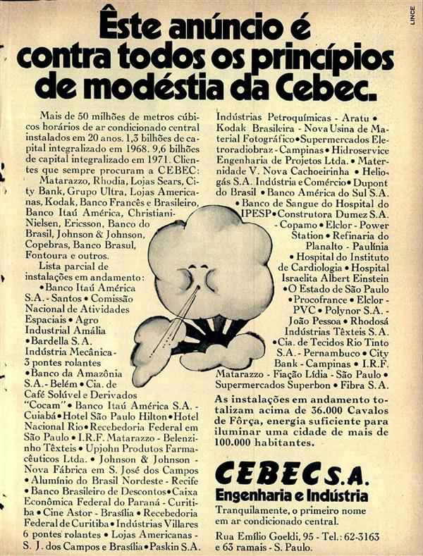 Este anúncio é contra todos os princípios de modéstia da Cebec.