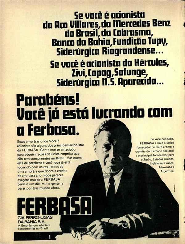 Parabéns! Você já está lucrando com a Ferbasa.