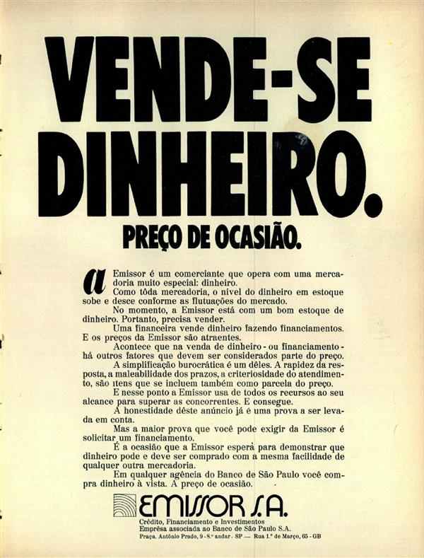 Vende-se dinheiro.