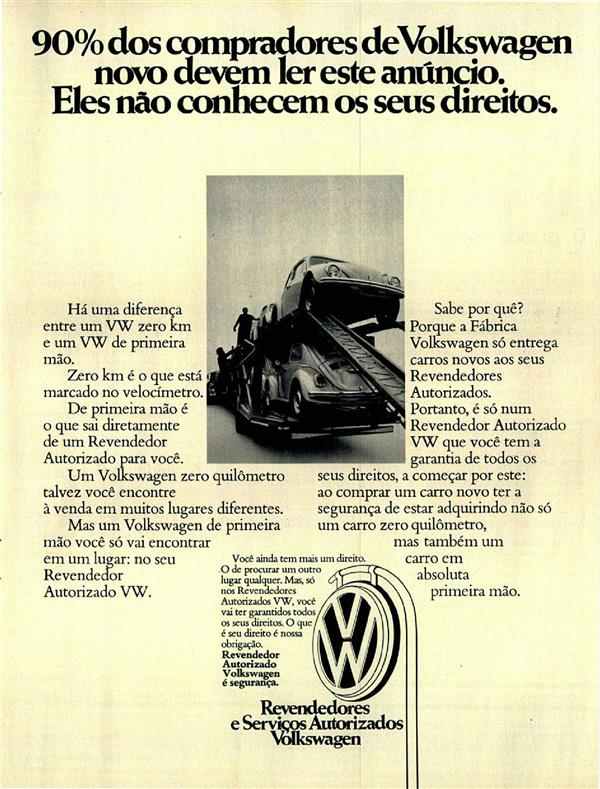 90% dos compradores de Volkswagem novo devem ler este anúncio. Eles não conhecem seus direitos.