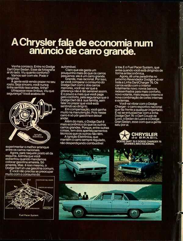 A Chrysler fala de economia num anúncio de carro grande.
