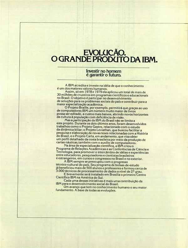Evolução. O Grande produto da IBM