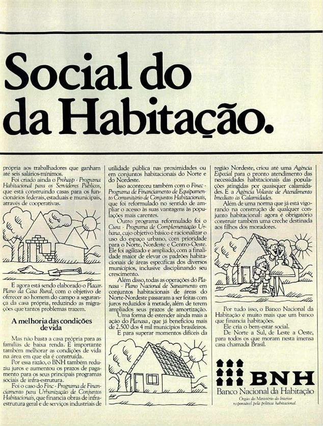 Balanço Social do Banco Nacional da Habitação.