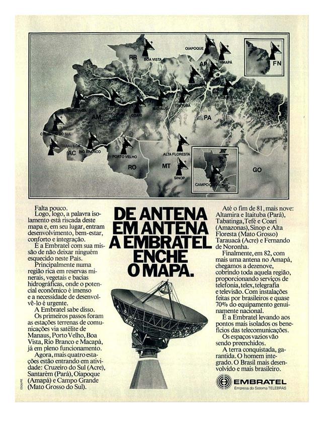 De antena em antena a embratel enche o mapa.
