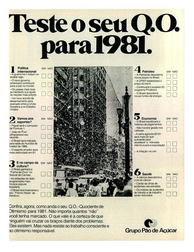 Teste o seu Q.O. para 1981.