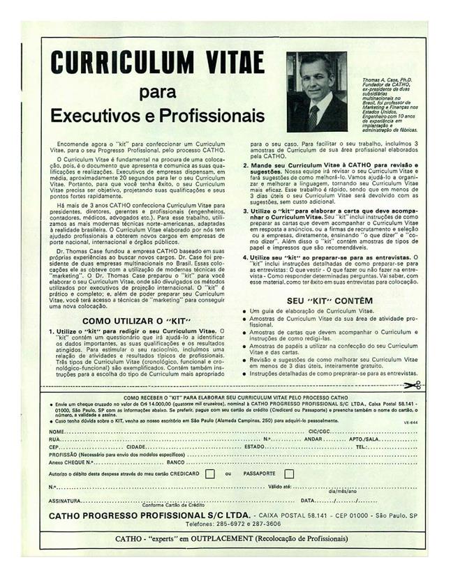 Curriculum Vitae para Executivos e profissionais
