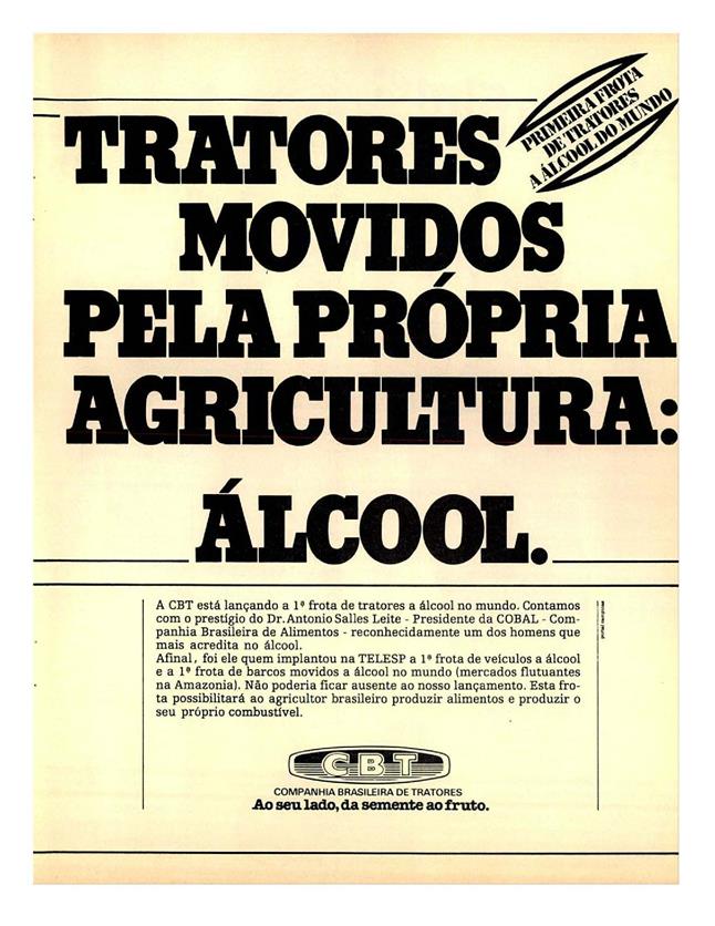 Tratores movidos pela própria agrigulcura: álcool