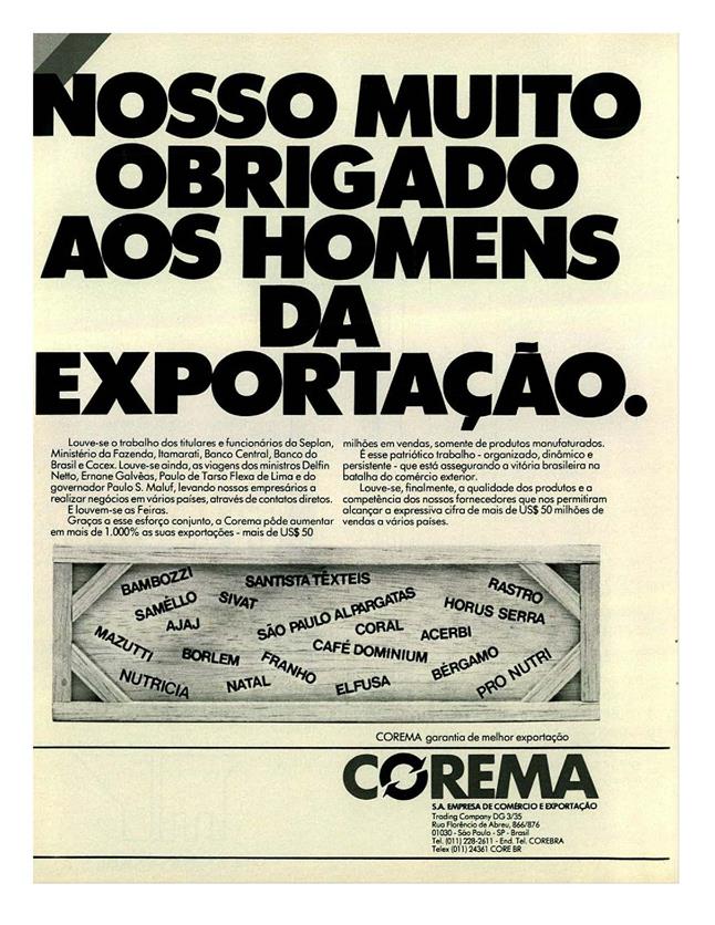 Nosso muito obrigado aos homens da exportação.
