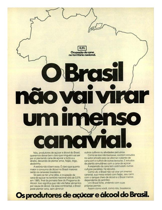 O Brasil não vai virar um imenso canavial.