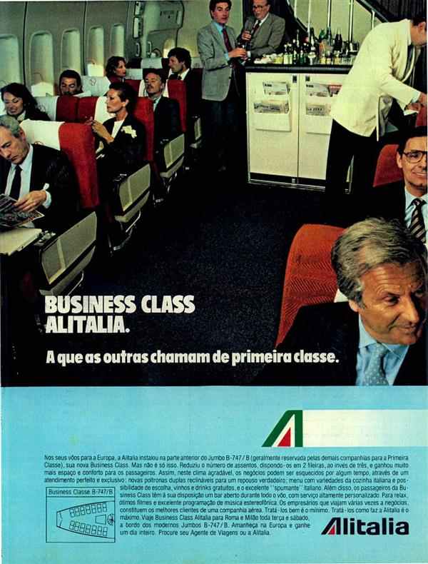 Business Class Alitalia. As que as outras chamam de primeira classe.