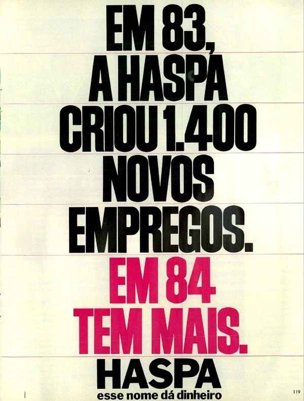 Em 83 a Haspa criou 1400 novos empregos. Em 84 tem mais.