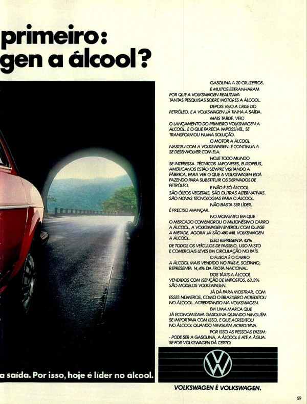 Em quem você apostou primeiro: no álcool ou no Volkswagen a álcool?