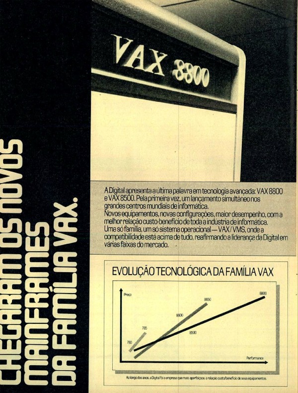 CHEGARAM OS NOVOS MAINFRAMES DA FAMÍLIA VAX. COMPATIBILIDADE DE GÊNIO E DE CUSTOS EM LANÇAMENTO MUNDIAL DIGITAL.