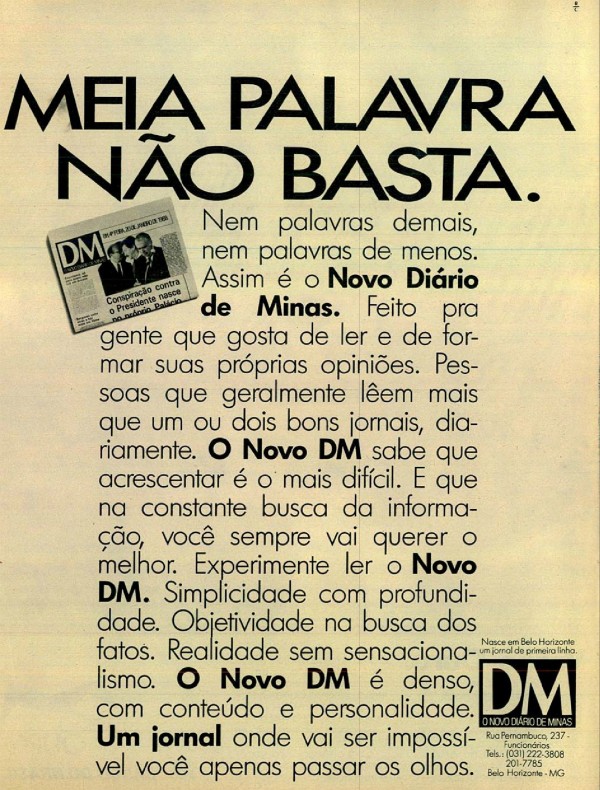 MEIA PALAVRA NÃO BASTA.