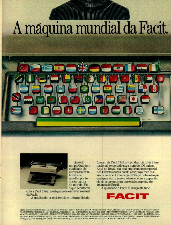 A máquina mundial da Facit.