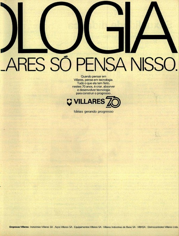 TECNOLOGIA FAZ 70 ANOS QUE A VILLARES SÓ PENSA NISSO.