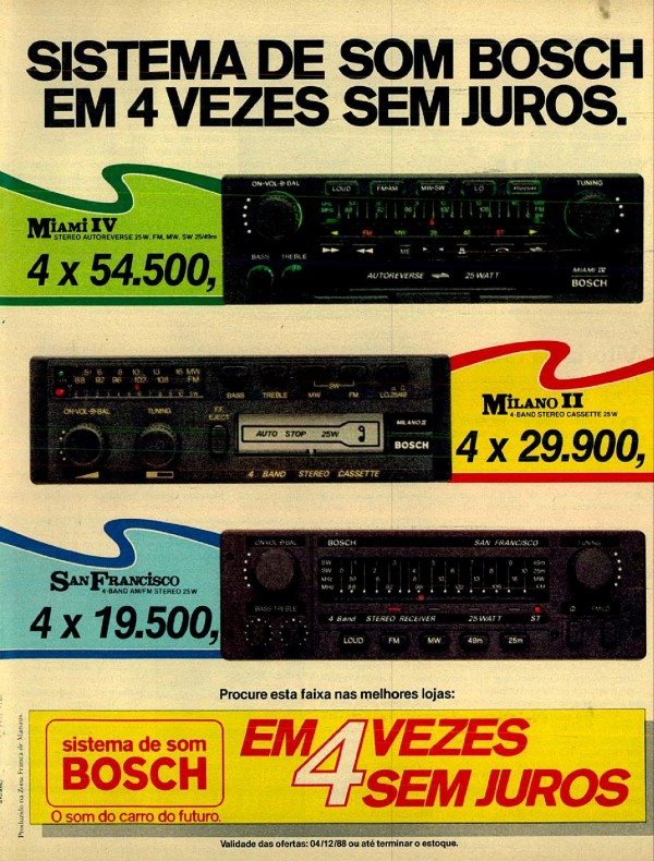 SISTEMA DE SOM BOSCH EM 4 VEZES SEM JUROS. Mil vezes Bosch.