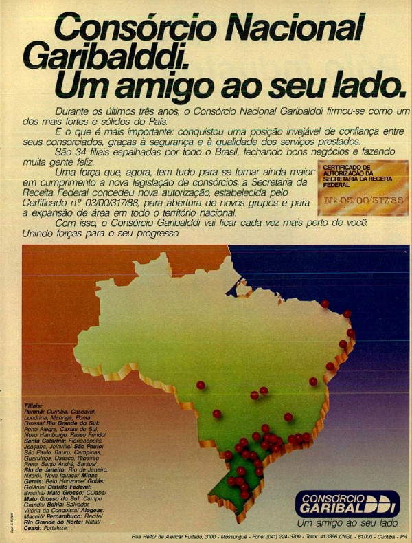 Consórcio Nacional Garibalddi. Um amigo ao seu lado.