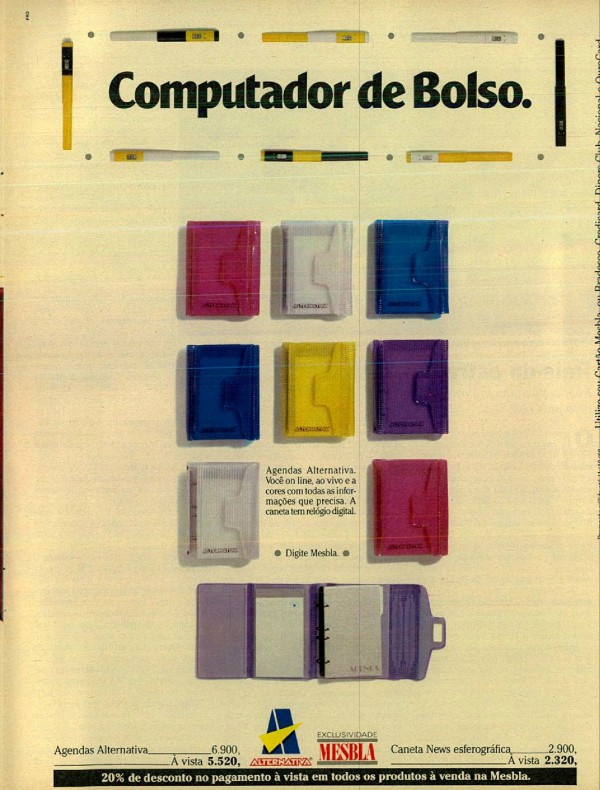 Computador de Bolso. Antena Coletiva. Relógio com Memória.