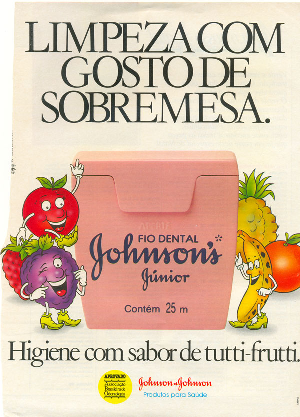 Fio dental Jonhson's Júnior. Higiene com sabor de tutti-frutti.