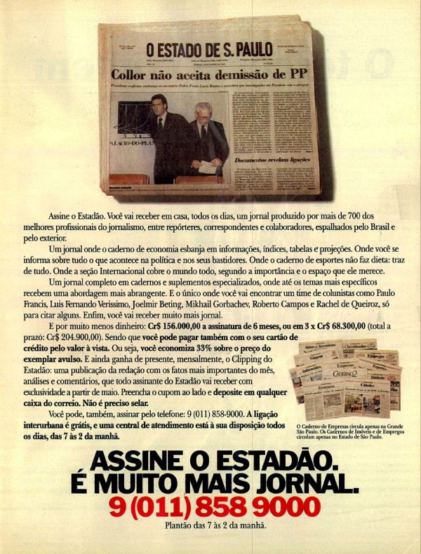 SIM, EU CANSEI DE JORNAL VAZIO.