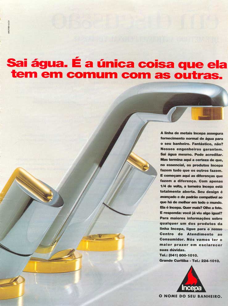 Torneira Incepa, Linha Nuage Incepa e Linha de revestimentos Incepa.