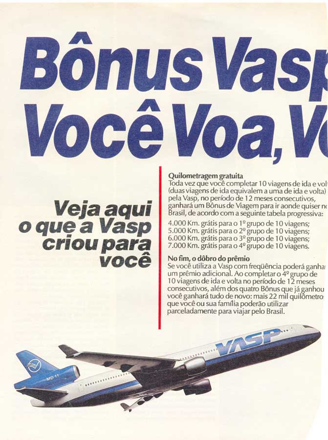 Bônus de viagem Vasp
