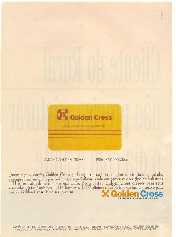 Cartão Golden Cross, precisar, precisa.