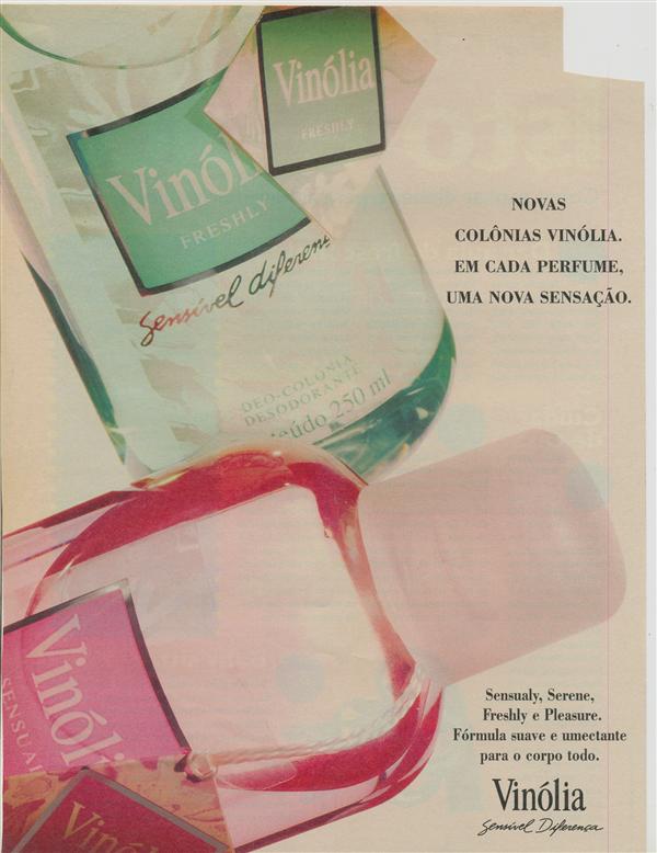 Novas colônias Vinólia. Sensualy, Serene, Freshly, Pleasure.