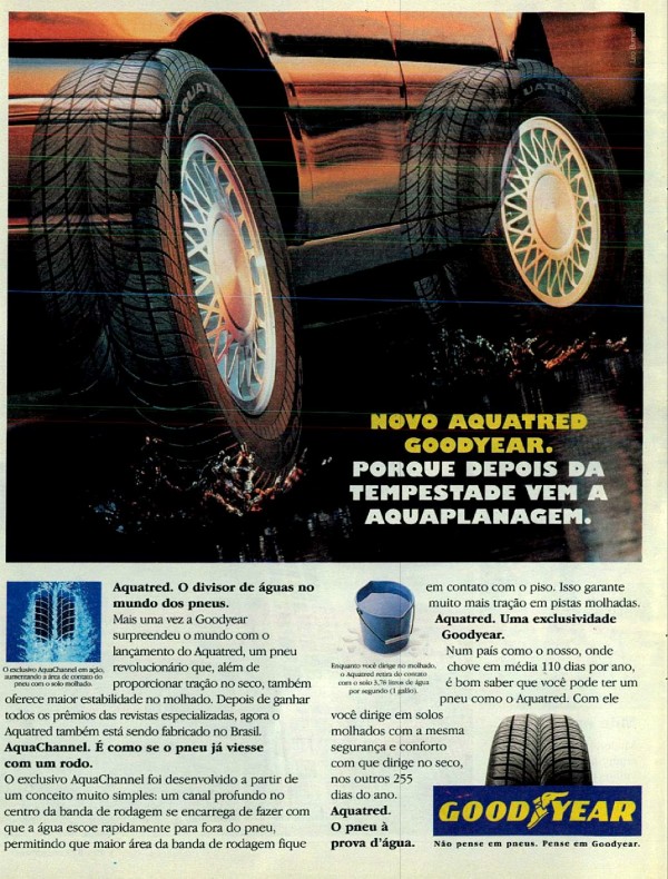 NOVO AQUATRED GOODYEAR. PORQUE DEPOIS DA TEMPESTADE VEM A AQUAPLANAGEM.