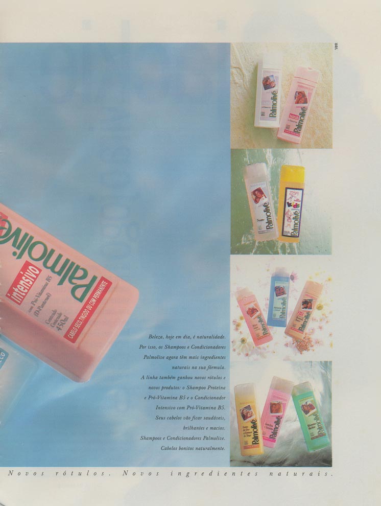 Shampoos e Condicionadores Palmolive, novos rótulos. Novos ingredientes naturais.