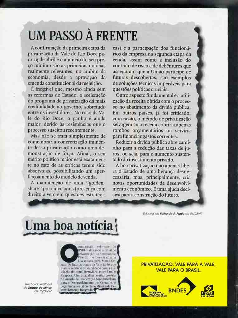 Privatização. Vale para a Vale. Vale para o Brasil.
