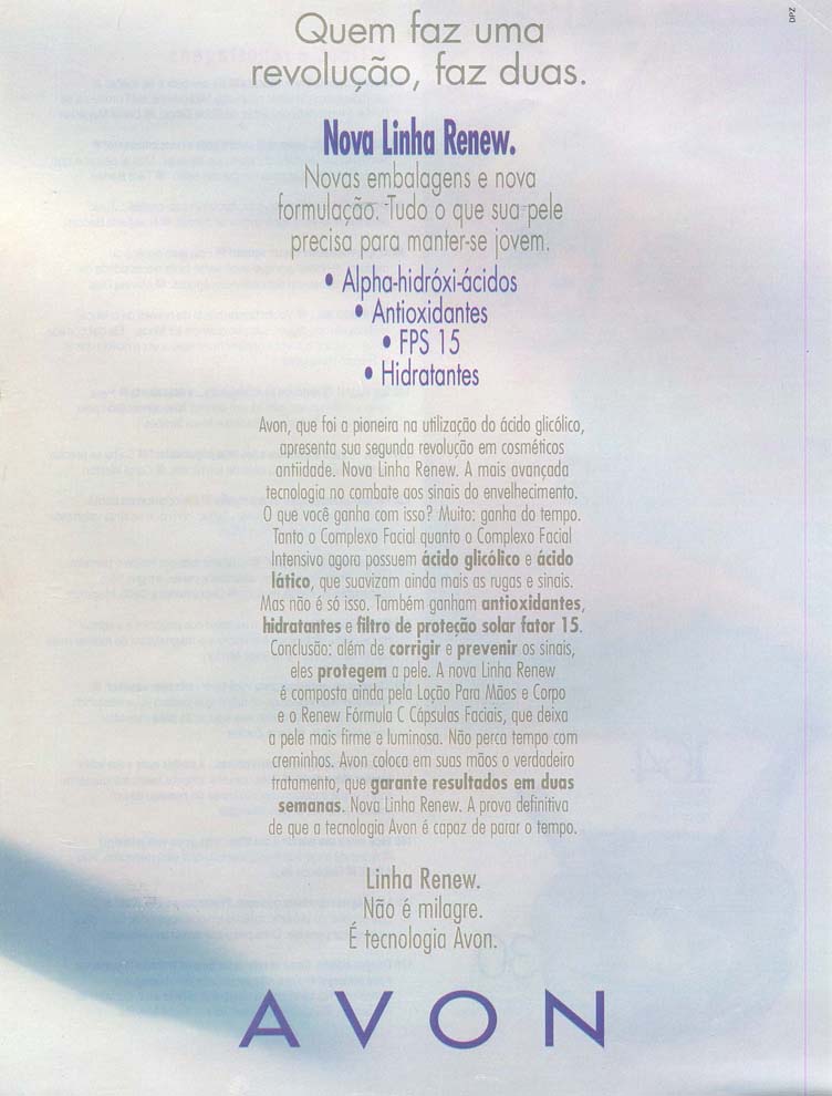 Linha Renew, não é milagre. é tecnologia Avon.