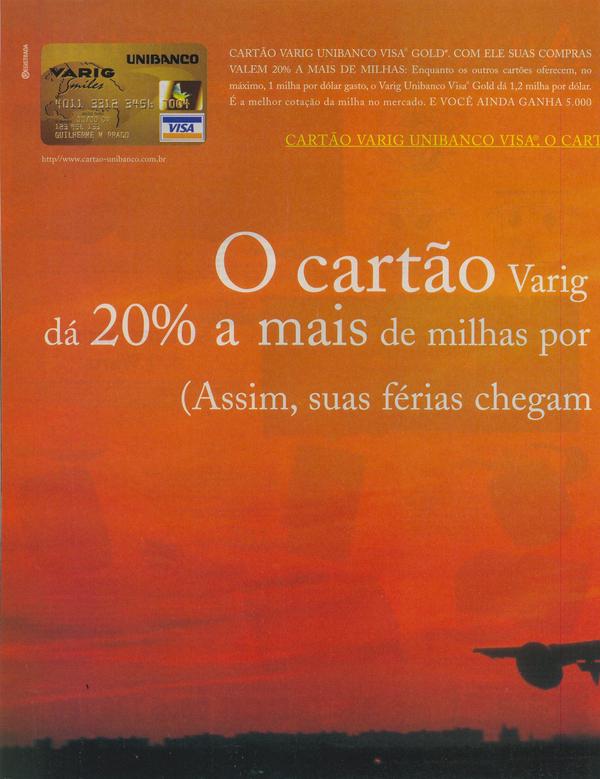 Cartão Varig Unibanco Visa Gold.