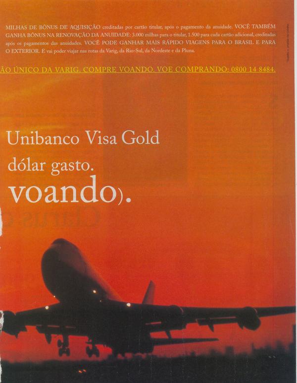 Cartão Varig Unibanco Visa Gold.