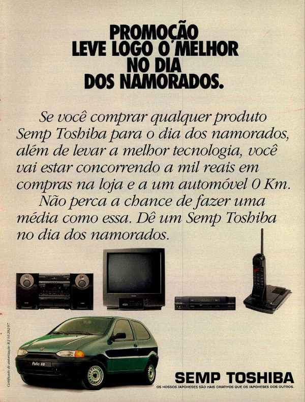 A Semp Toshiba está sorteando um carro zero para o dia dos namorados. Com bancos reclináveis, e claro.