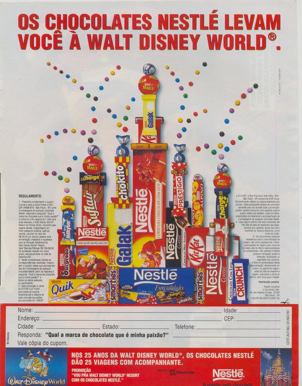 Os chocolates Nestlé levam você à walt disney world.