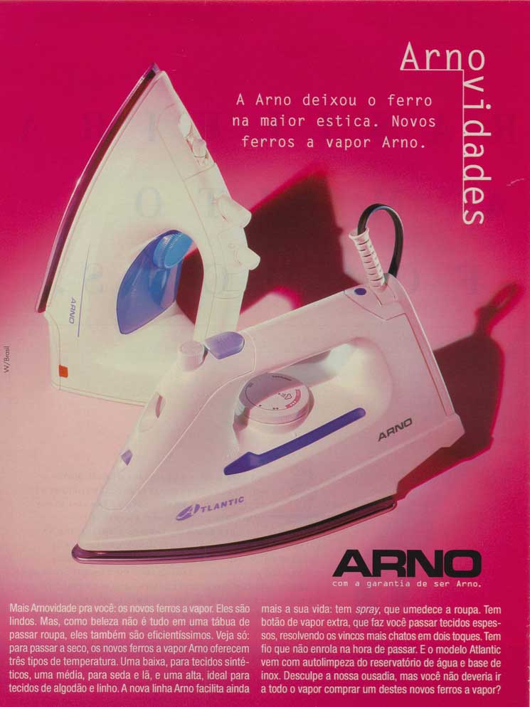 Novos ferros a vapor arno