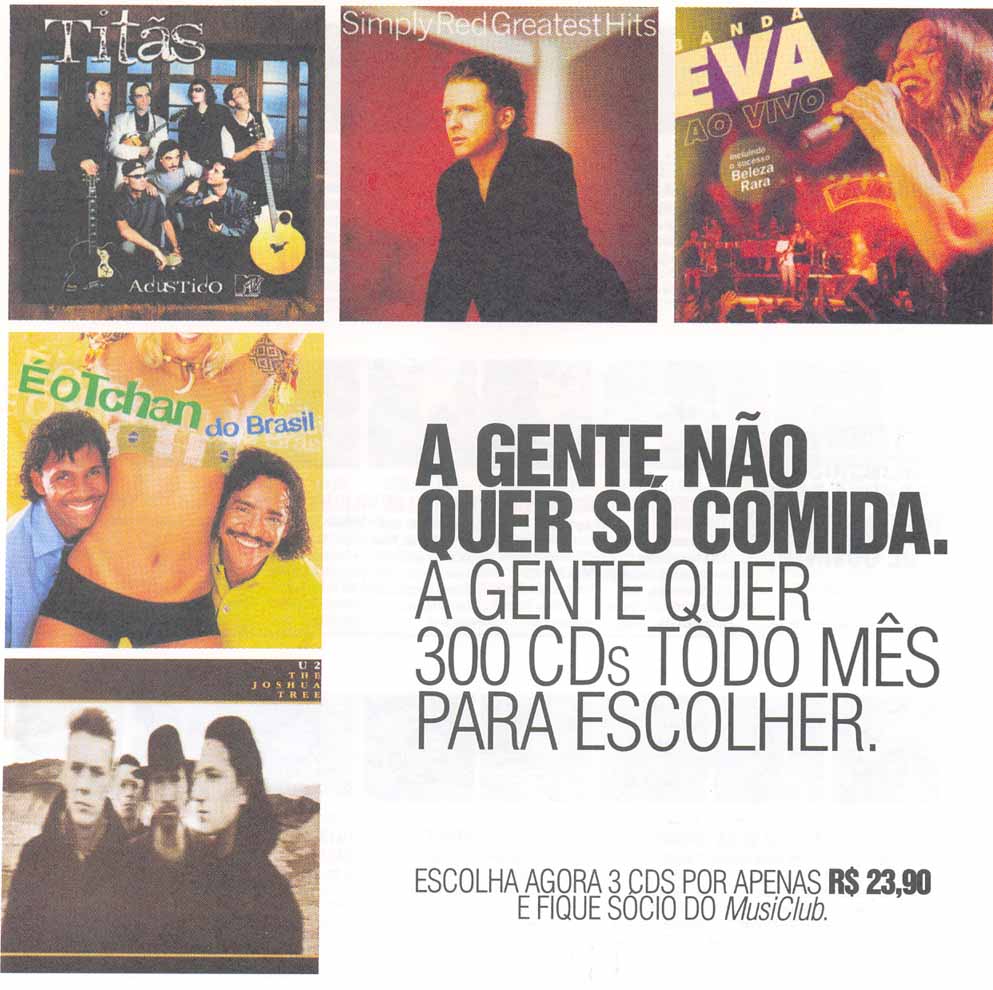 Sim, eu vou preencher o cupom que está no encarte ao lado agora mesmo e ficar sócio do MusiClub comprando 3 cds por apenas R$23,90.