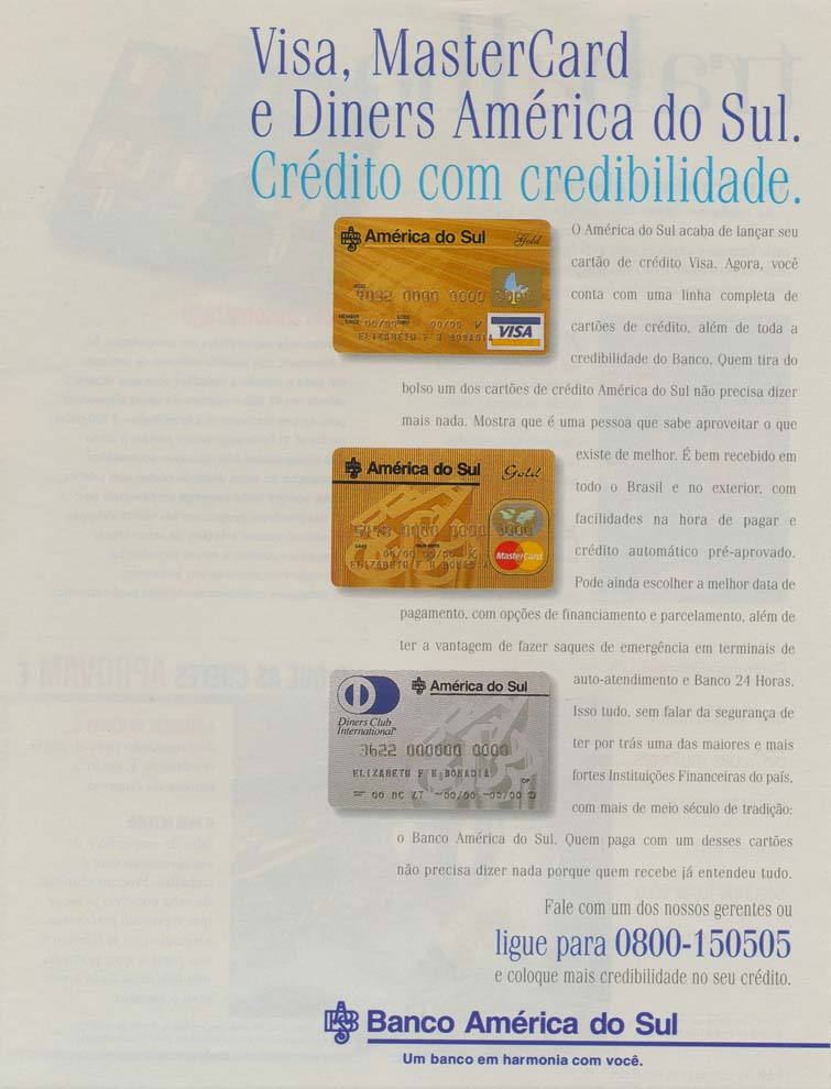 Visa, MasterCard e Diners América do Sul