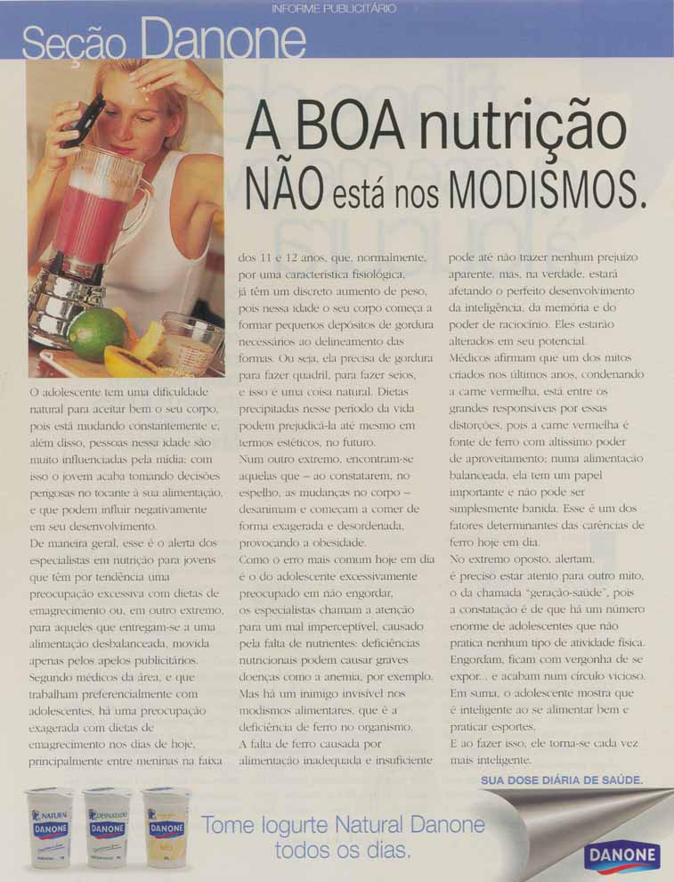 Seção Danone Informe Publicitário