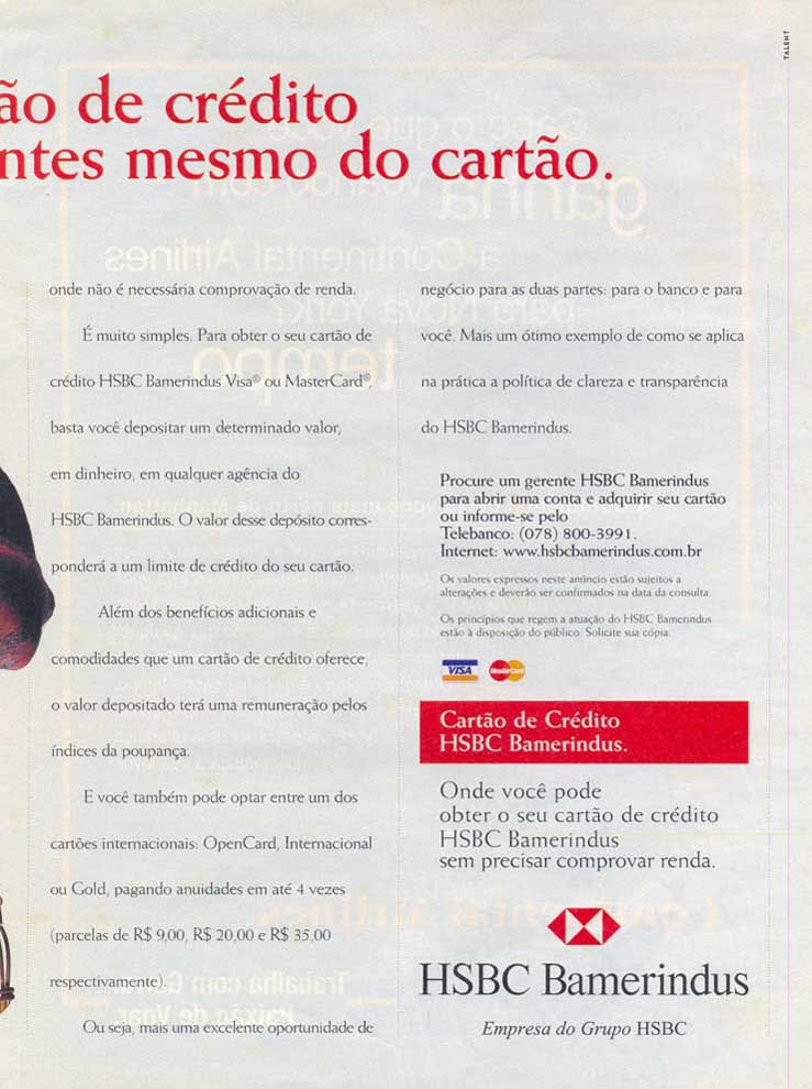 Cartão de crédito HSBC Bamerindus