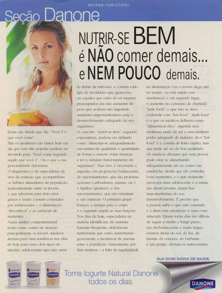 Seção Danone Informe Publicitário