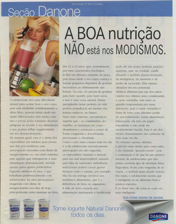 Seção Danone Informe Publicitário