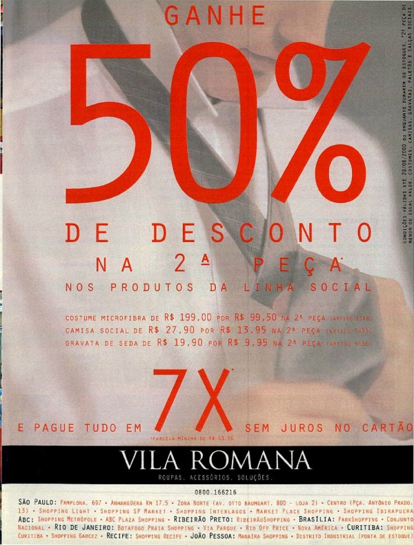 Ganhe 50% de Desconto na 2ª Peça.