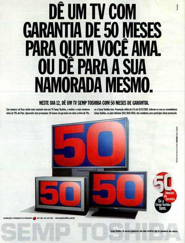 Dê um tv com garantia de 50 meses para quem você ama, Ou dê para a sua namorada mesmo.