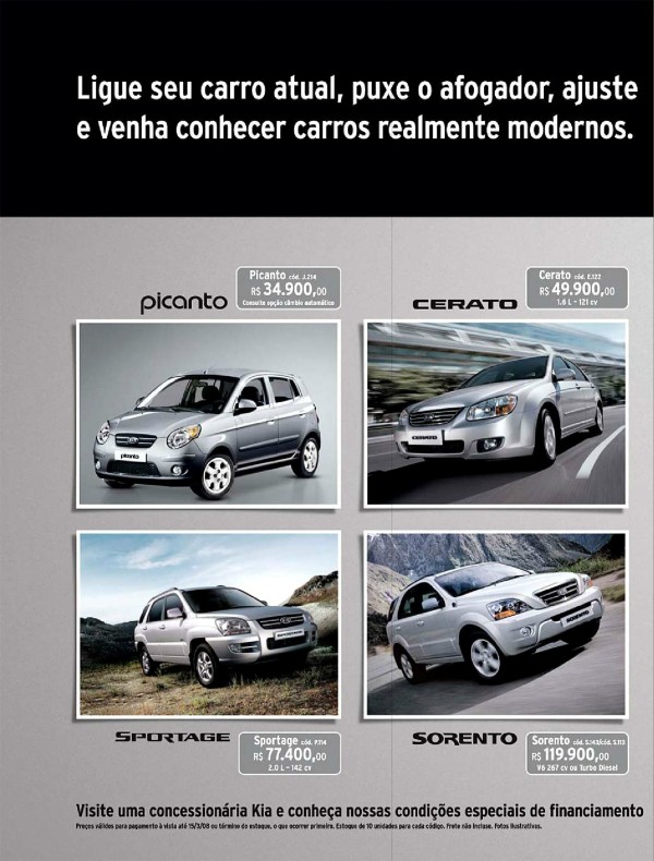 Ligue seu carro atual, puxe o afogador, ajuste o quebra vento a venha  conhecer carros realmente modernos.